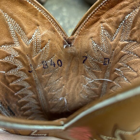 Men's Vintage J840 Teju Lizard Brown Leather Cowboy Boots Size 7B - Picture 6 of 11